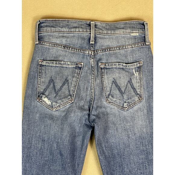 Mother Jeans Womens 24 Blue The Pixie Tomcat Crop‎ Distressed Mid Rise Denim - Picture 13 of 15